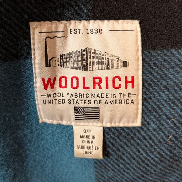 Woolrich Blue Wool Buffalo Plaid Fall Winter Coat Small - Picture 5 of 8